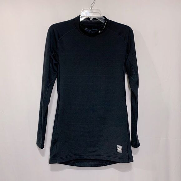 NIKE Pro Combat Hyperwarm Compression Dri-Fit long sleeve shirt silver logo sz L - Picture 1 of 12